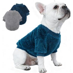 2 Pack Dog Sweaters for Medium Dogs Boy - Warm Large Dog Sweater Clothes in Winter, Classic Fleece Sweater for Poodle Dachshund Bulldog Pug Beagles (L, Navy Blue, Grey)