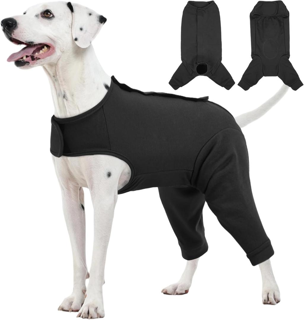 Kuoser Dog Surgery Suit for Back Legs, Dog Rear Leg Sleeve to Stop Licking, Female Spay Recovery Suit for Dogs After Surgery, Pet Puppy Surgical Pants Onesie for Abdomen Wounds Skin Disease (Large, Black)