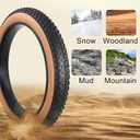 Set of 26x4.0 Fat Tire and Tube, Puncture Resistant Folding Bike Tire Set 102-559 Compatible with E-Bike Mountain Bike MTB Bicycle All-Terrain Directional Tread Sidewalls of Skin Color 33TPI