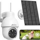 ANRAN 2K Solar Security Camera Outdoor Wireless, WiFi Camera Battery-Powered with 360 PTZ for Home Security, 3MP Color Night Vision, PIR Motion Detection, Two-Way Audio, Compatible with Alexa (2K White-1pcs)