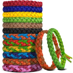 36 Pack Mosquito Repellent Bracelets, DEET-Free, Individually Wrapped PU Leather Insect & Bug Repellent Wrist Bands