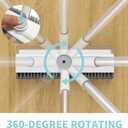 Floor Scrub Brush with Long Handle, 3 in 1 Scrape and Heavy-Duty Stiff Bristle Scrubber Brush for Cleaning Shower Bathroom, Patio, Pool, Garage, Kitchen, Wall and Deck (White, 1 Pack)