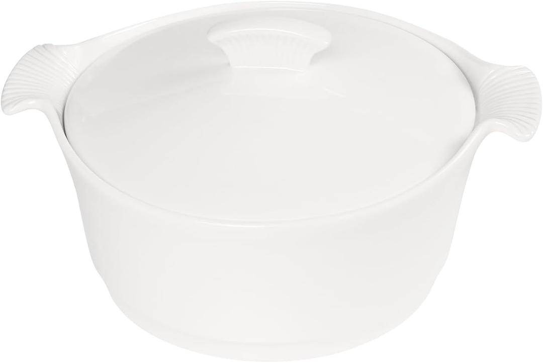 Casserole Dish 2.2 quart French White Ceramic Bakeware Set with Lids, Chip and Crack Resistant Ceramic Baking Dish, Microwave, Dishwasher, Oven, Freezer and Fridge Safe 11 Inch