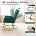DUMOS Nursery Rocking Chair Teddy Upholstered, Comfy Glider Rocker with High Backrest Armchair Padded Seat, Accent Side Chair for Living Room Bedroom Offices Small Spaces Indoor, Green, 1 Pack