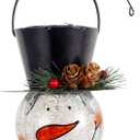 Starsoul Snowman Solar Lanterns, Christmas Outdoor Hanging Lantern Waterproof Decorative Snowman Lamps Decor for Garden, Patio, Yard, Porch, Xmas Holiday Party Decor (Pinecone)