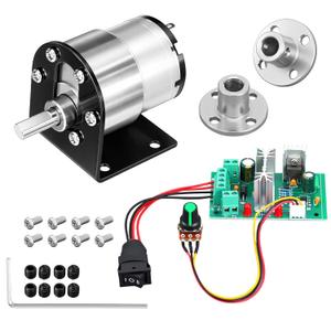 Copkim 12v Dc Geared Motor Kit (1000rpm High Speed), JGB37-520 Motor with CCM6N DC PWM Speed Controller, 6mm D-Shaft Flange and Bracket