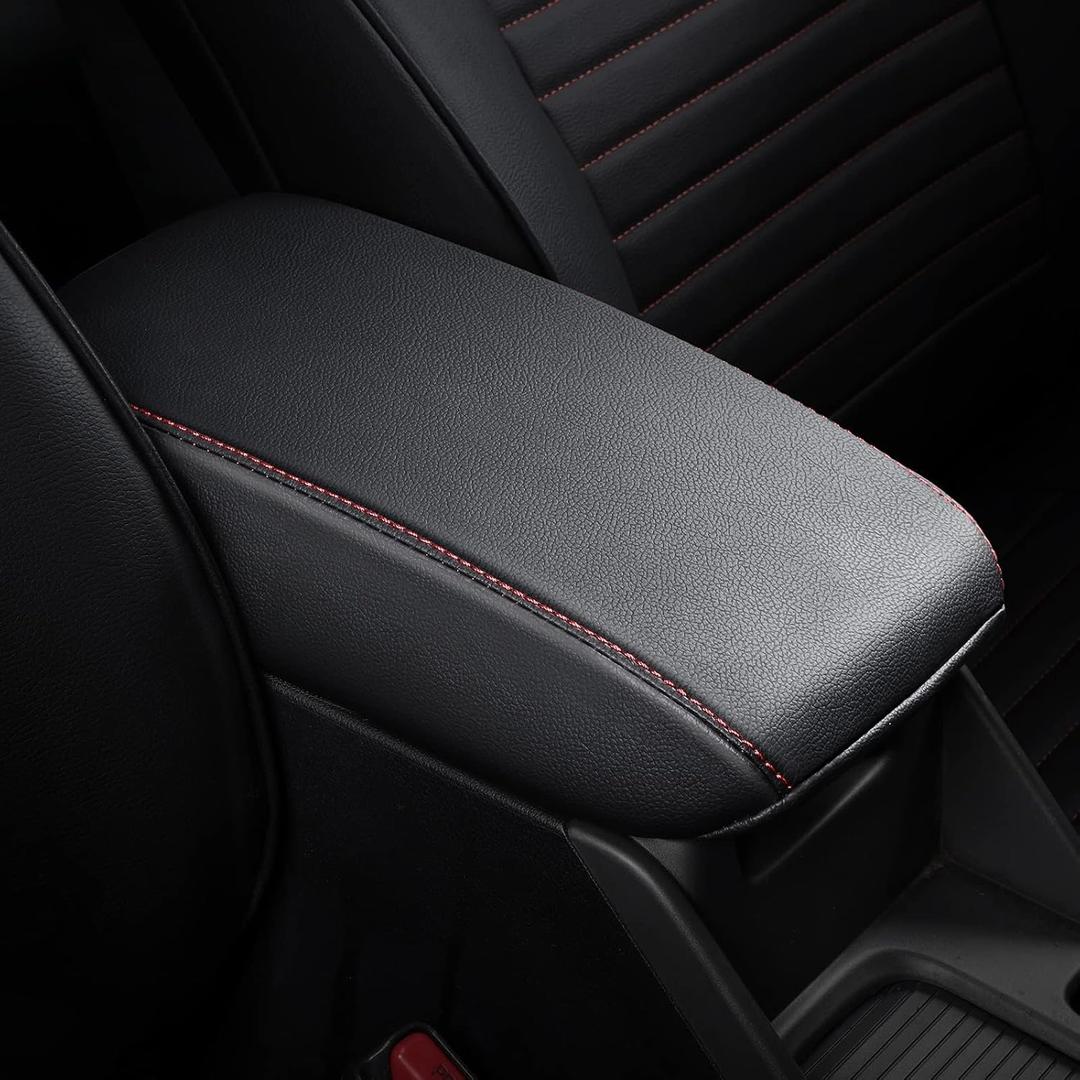 AOMSAZTO Middle Armrest Covers for 2016-2023 Nissan Maxima Black with Red Stiches