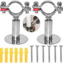 Beduan 2 Inch Stainless Steel Pipe Support Wall Ceiling Mount Pipe Strap Clamp Adjustable Pipe Bracket Holder for PVC Metal Water Pipe Tube Fitting (Range 51-57mm) (2"(51mm)(50+50mm) Pls Check OD!)
