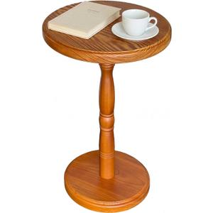LAPTAIN Small Round Side Table, 13 Inch Solid Wood Drink Table with Pedestal Base, 20.5 Inch Tall Accent Martini Table for Living Room, Bedroom, Sofa & Small Spaces, Natural