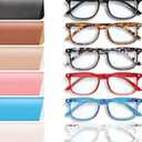 NOVIVON Reading Glasses +2.0 with 5 Cases – Blue Light Blocking Readers for Women & Men, Computer eye glasses, Cheaters