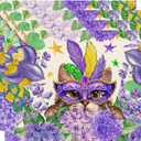3 x XCHI Mask Cat Iris Fleur De Lis Flowers Mardi Gras Placemats Set of 4 Carnival Table Mats for Masquerade Party Home Kitchen Dining Table Decorations 12x18 Inch