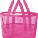 KPX Mesh Beach Bag, Large Beach Tote Bags for Women Foldable Mesh Swimming Pool Bag with Mini Pockets - Sandproof, Waterproof
