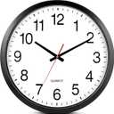 Bernhard Products Black Wall Clock Silent Non Ticking 10 Inch Quality Quartz Battery Operated Round Easy to Read Home/Office/Kitchen/Classroom/School Clock Sweep Movement