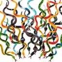 Blulu 100 Pcs Small Plastic Snakes Realistic Rubber Fake Snake 4 Inch Assorted Colorful Toys for Garden Prank Prop Scare Birds Halloween Party Favors