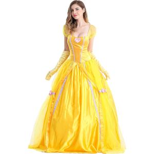 Princess Beauty Costume for Women, Girl Princess Belle Dress up Ball Gown, Halloween Costume Adult (Small)