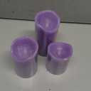 Purple Flameless Candles Set 3- Real Wax Pillar Candles Battery