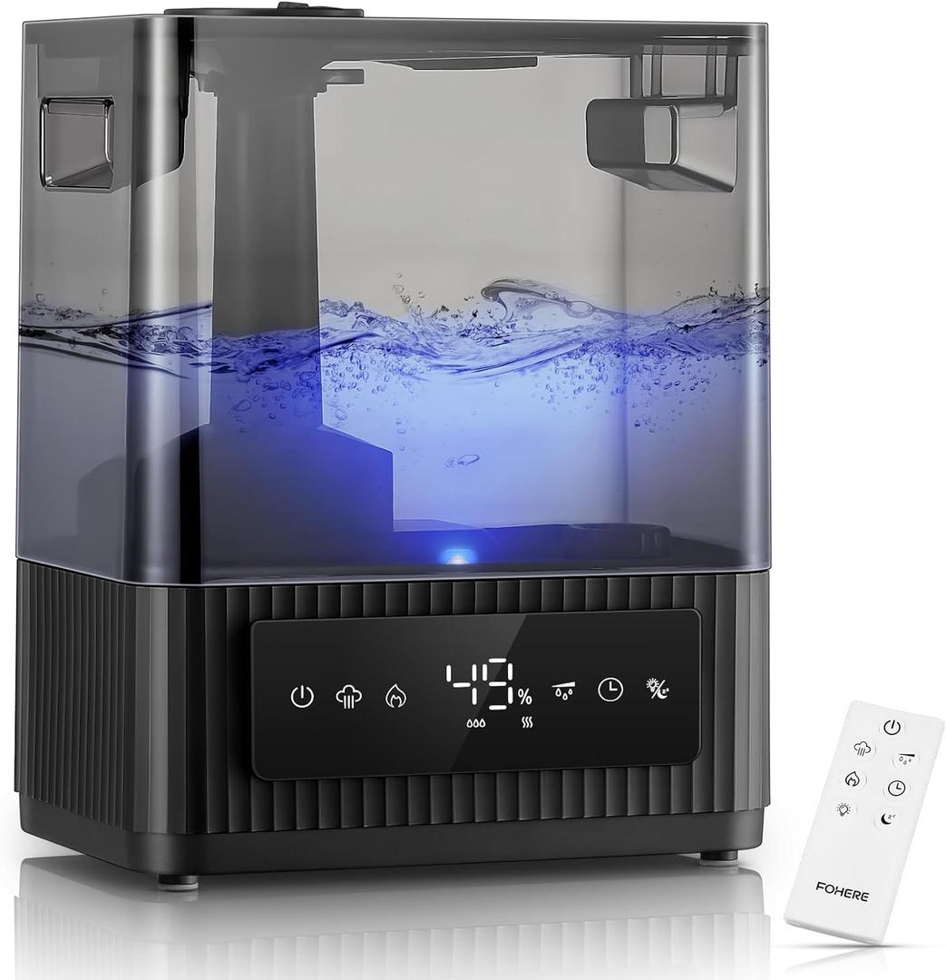 FOHERE Smart Humidifier for Bedroom, 6L Quiet Warm Cool Mist Humidifier with 60H Runtime, Aroma Diffuser, Sleep Mode, 12H Timer, Ultrasonic Top Fill Humidifiers for Home, Baby, Plants, Office