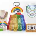 50PCS Pride Stuff, Gay Pride Beads Accessories, 6 Kinds of Metallic Rainbow Beads Necklace Bulk, LGBTQ Pride Necklace for Women Men, Costumes Decor for Pride Month Parade Throws Party Favors