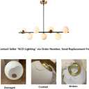 KCO 43.3" Black Gold Linear Glass Globe Sputnik Chandelier for Dining Room