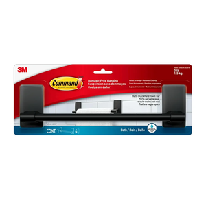 Command Hand Towel Bar Matte Black with Water Resistant Command Strips, Bathroom Décor, 9 in Bar Length Holds up to 3 lbs, Size: 30 cm L x 4.7 cm W x 7.7 cm H / 3.07 in (H) x 11.75 in (L)