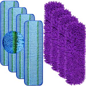8 Pack Mop Pads for Bona Family of Mops, 4 Pet Microfiber Sweeping Pad + 4 Microfiber Deep Clean Pad, Reusable Mop Refill Replacement Head for Multi-Surface Floors