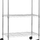 Amazon Basics 3-Shelf Heavy Duty Adjustable Wire Shelving Storage Rack on 2" PP Plastic Wheel Casters, Steel Utility Shelving Unit for Garage and Laundry Room, 23.2" x 13.4" x 32.75", Chrome