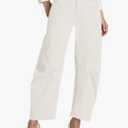 Cicy Bell Womens Baggy Barrel Horseshoe Pants Casual High Waisted Button Trousers with Front Pockets 14