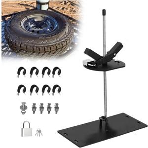 Spare Tire Carrier for Roof Racks,Universal Spare Tire Mount for Roof Racks,Heavy-Duty Carrier Fits Tires Up to 35" Includes Lock for Security