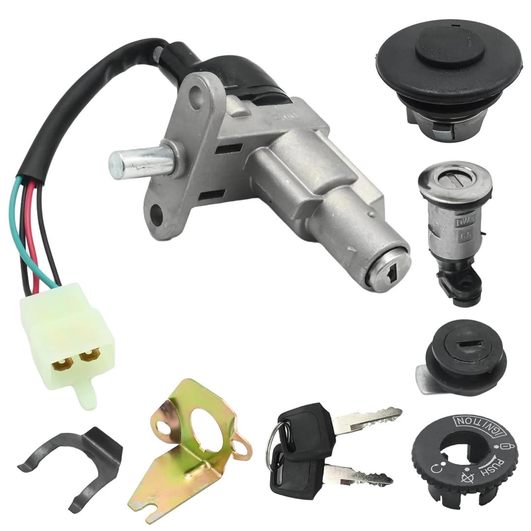 Ignition Switch Lock Cylinder with Key Kit, Ignition Starter Switch Replacement for GY6 49cc 50cc 60cc 72cc 80cc 125cc 150cc 139QMB Chinese Scooter Moped