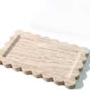 Natural 100% Marble Vanity Tray Luxury Scalloped Marble Storage Rectangle Italian Travertine Tray for Home Decor Stone Tray for Bathroom/Kitchen/Candle Key (Rectangle-11.8 * 7.4-Beige Travertine)