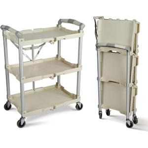 Olympia Tools 89-351 Pack-N-Roll Folding Collapsible Service Cart, 150LB Capacity, White