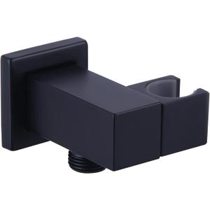 Wall Union with Hand Shower Holder, Angle Simple Brass Wall Mounted Supply Elbow with Adjustable Shower Wand Bracket Matte Black