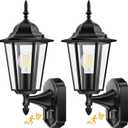 Lamomo 2 Pack Motion Sensor Outdoor Lights, Upgrade Dusk to Dawn Exterior Light Fixture Wall Mounted, 100% Anti-Rust Aluminum Waterproof Porch Lights for Patio Front Door Garage (Black)