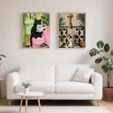 Mandun 2 Pack Paint by Numbers Kit for Adults, Cat Giaffe Paint by Numbers for Adults, DIY Adult Painting by Numbers Beginners on Canvas Acrylic for Home Wall Art Decor 12x16Inch (Rolled Package)