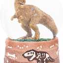 Elanze Designs T-Rex Tyrannosaurus Fossils Brown Paleontologist Bone Dig Skeleton Science STEM Footprints Museum 100MM Musical Glitter Dinosaur Snow Globe Plays Tune Born Free