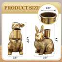 Sliner 2 Set Easter Bunny Candle Holders Rabbit Gold Taper Decorations, Vintage Rustic Candlesticks Pedestal, Centerpieces Decor for Candle Fireplace Mantle Dining Table Gifts Crafts