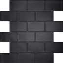 Matte Black Peel and Stick Wall Tiles for Kitchen, WalDecoo 10-Sheet Stick on Backsplash for Bathroom, Large Self-Adhesive Kitchen Backsplash12''12'' (Large Subway).