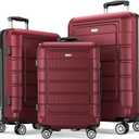 SHOWKOO Luggage Sets Expandable PC+ABS Durable Suitcase Double Wheels TSA Lock Red (20in24in28in)
