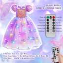 Light Up Princess Dresses for Girls Toddler Halloween Birthday Party Girls Costume with Accessories (Purple)