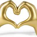 Gold Decor Living Room - Small Shelf Decor Aesthetic - Heart Hands Sculpture - Teen Girls Bedroom Knick Knacks - Cute Home Shelves Accent - Table Statue Love Decorations Gifts (Gold)