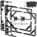 GoldOrcle Anti Sag Gate Kit Heavy Duty No Sag Kit Gate Corner Brace Bracket for Wooden Gate Fence with a Self-Locking Gate Latch (No Sag Kit C - 2Set), Black