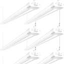 hykolity 6 Pack 4FT Linkable LED Shop Light, Utility Shop Light Fixture, 4400lm, 42W [250W Equivalent], 5000K Daylight Shop Lights for Garage, Hanging or Surface Mount, with Power Cord, ETL,White