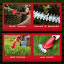 Cordless Hedge Trimmer with Battery (2Pack) and Charger, 2 in 1 Handheld Small Electric Bush Trimmers/Grass Cutter Yard Tool for Shrub/Tree/Lawn, Rechargeable Battery Powered Hedge Clipper for Garden