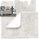 Clara Clark Ultra Soft Shaggy Rugs - 3 Piece Bathroom Set, Machine Wash, Non Slip Backing, White
