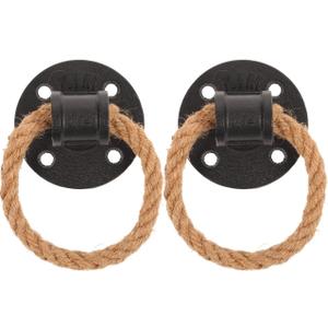 2pcs Rope Pull Ring Rustic Door Black Handles for Doors Retro Cabinet Dresser Ring Head Wooden Dresser Per Screen in Closet Drawer Handle Cupboard Meli Iron