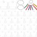 BENECREAT 40 Pcs Acrylic Floss Drops, Clear Embroidery Floss Bobbins with 2 Pcs Stainless Steel Rings, Winding Boards for Sewing Thread, Embroidery Floss, DIY Crafts and Projects