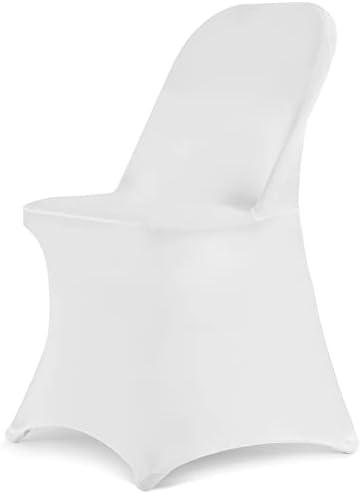 HAINARverS Stretch Spandex Folding Chair Covers 3 PCS Universal Fitted Chair Cover Protector for Wedding,Party, Banquet, Holidays, Celebration, Decoration(White, 3 PCS)