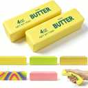 2 Pack Butter Squishy Toys Slow Rising Soft Squeeze Toy Stress Relief Fidget Toys for Kids Party Favors Birthday Gifts Adults Office Desk Toys (Yellow)