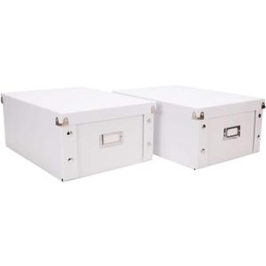 Snap-N-Store CD Storage Box - Pack of 2 - Durable Disc Holder with Lid to Store for Discs (2 Pack - Doublewide CD, White)