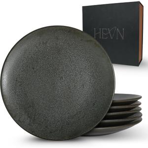 HEVN 6 Piece 10.2” Stoneware Dinnerware Set – Modern Dinner Plates Set of 6, Dishwasher & Microwave Safe Dish Set, Durable Dinnerware Sets for Everyday Use